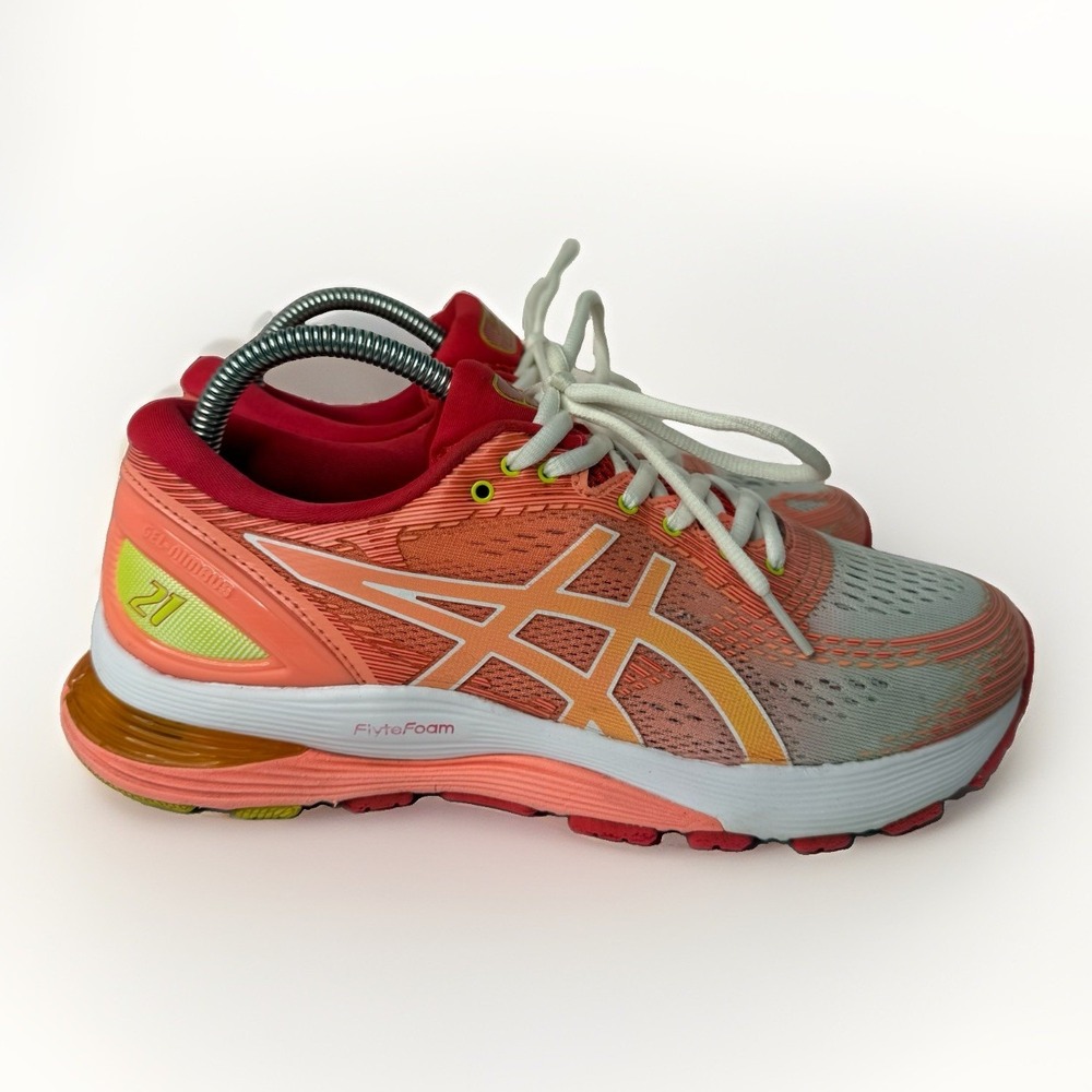 ASICS Women's Gel-Nimbus 21 Sun Coral Running Active Workout Shoes Size 8.5